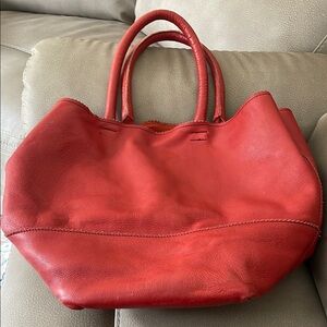 Red Leather Tote Bag
